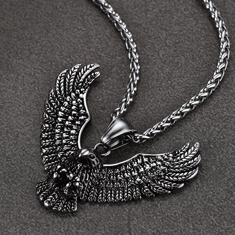FaithHeart Vintage Eagle Necklace Stainless Steel Pendant for Men FaithHeart