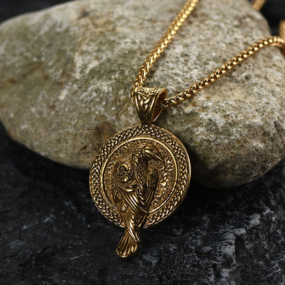 FaithHeart Viking Odin's Raven Necklace Pendant with Chain for Men FaithHeart