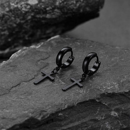 FaithHeart Cross Dangle Drop Earrings For Men 4 Pairs FaithHeart