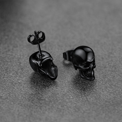 FaithHeart Punk Gothic Skull Stud Earrings For Men FaithHeart