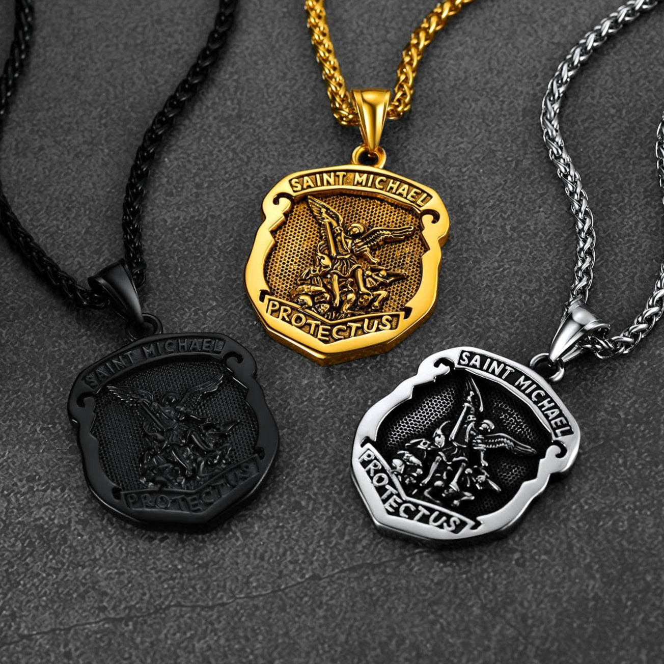 FaithHeart Shield Saint Michael Pendant Necklace For Men FaithHeart