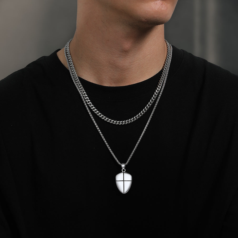 FaithHeart Christian Shield Joshua 1:9 Cross Necklace For Men FaithHeart