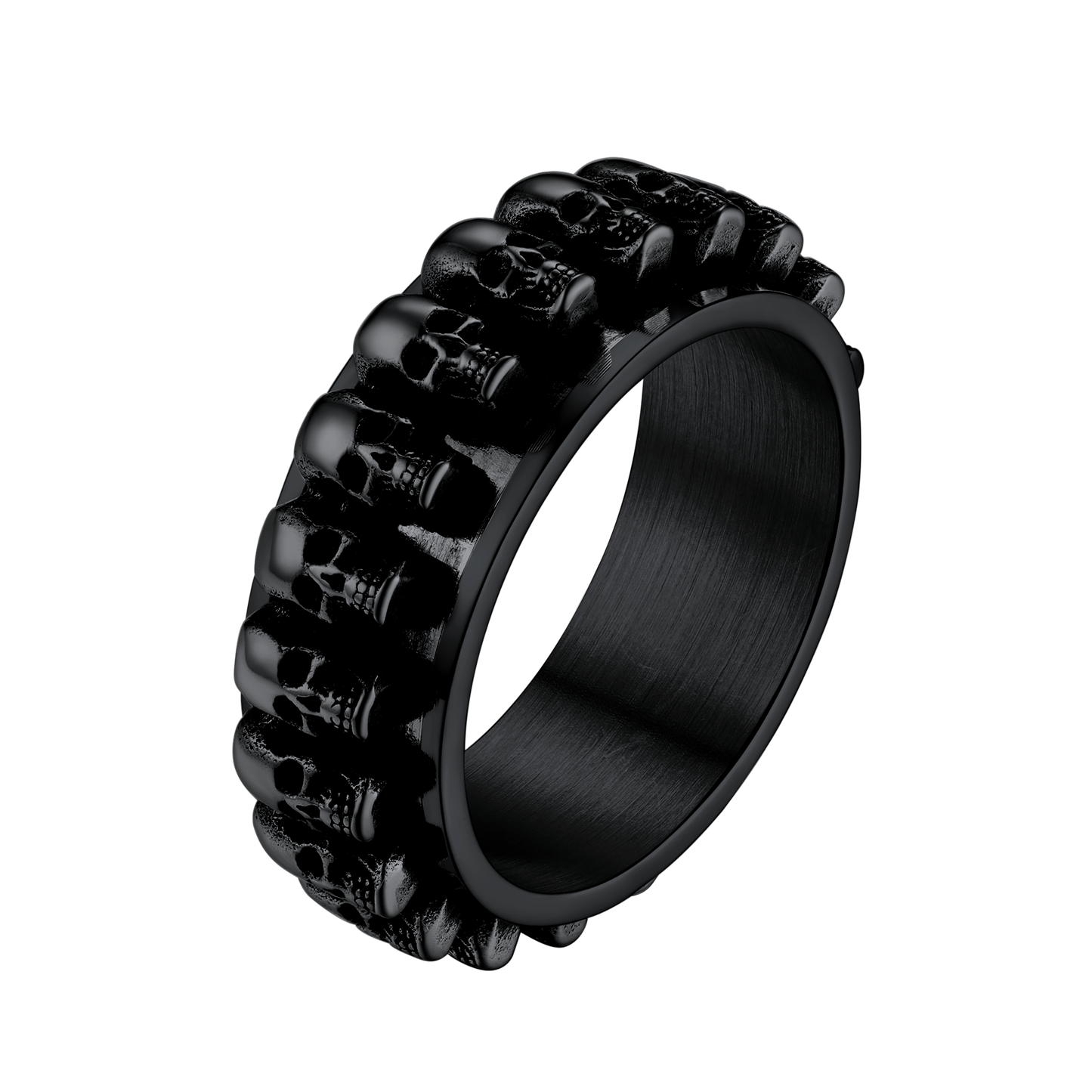FaithHeart Gothic Skull Ring Fidget Anxiety Ring For Men FaithHeart