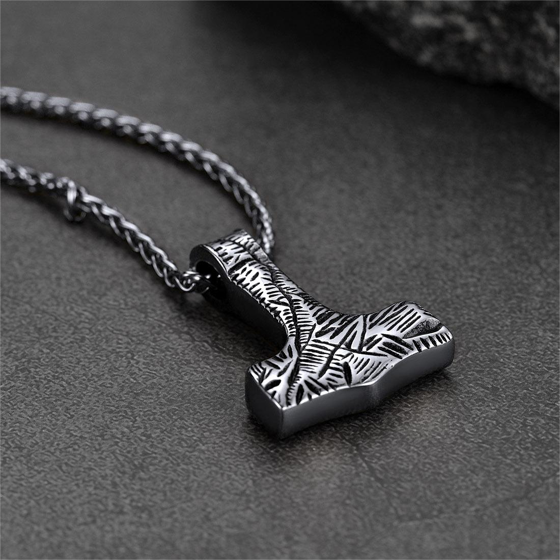 FaithHeart Viking Thor's Hammer Necklace Mjolnir Pendant For Men FaithHeart