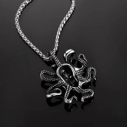 FaithHeart Gothic Octopus Skull Necklace For Men FaithHeart