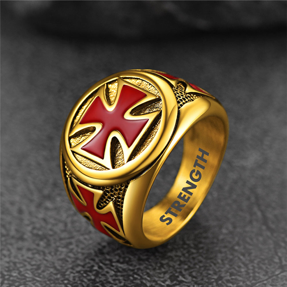 FaithHeart Christian Knights Templar Cross Ring For Men FaithHeart