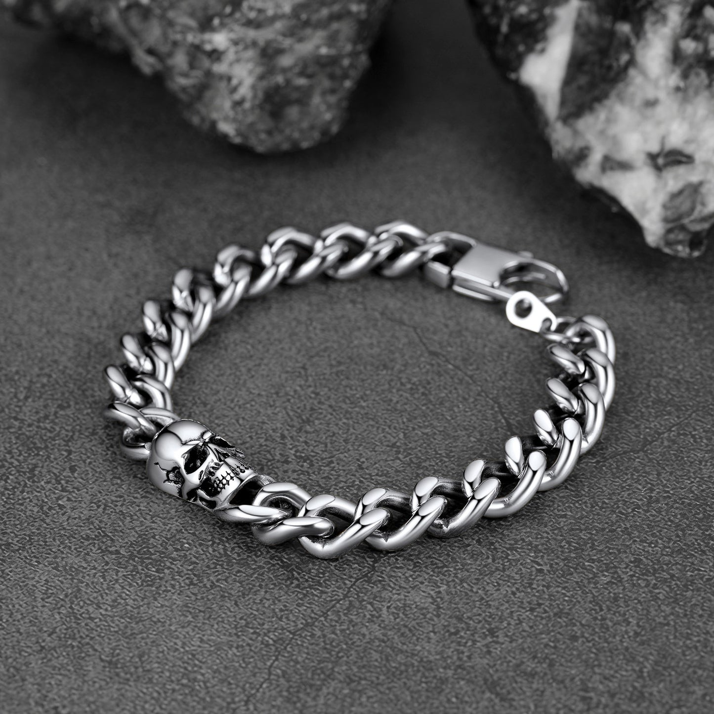 FaithHeart Gothic Cuban Chain Skull Bracelet For Men FaithHeart