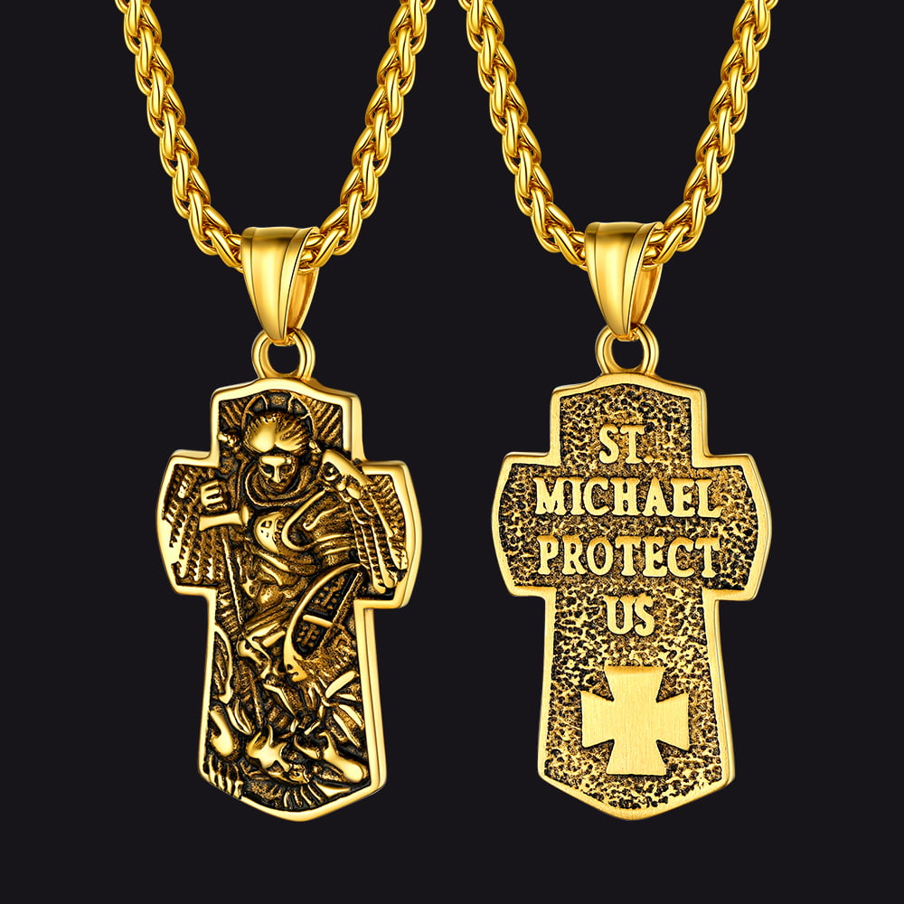 St. Michael Cross Necklace - Protection Pendant – FaithHeart Jewelry