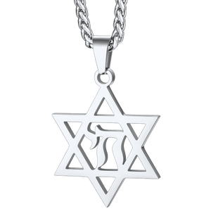 FaithHeart Star Of David Hebrew Letter Necklace For Men FaithHeart