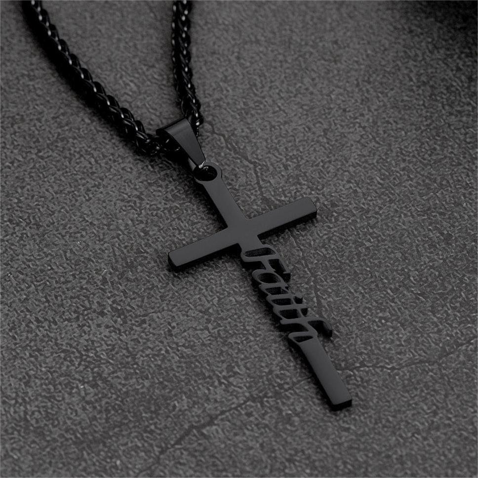 FaithHeart Christian Faith Cross Necklace Pendant for Men FaithHeart