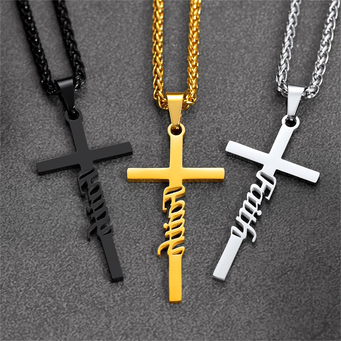 FaithHeart Christian Faith Cross Necklace Pendant for Men FaithHeart