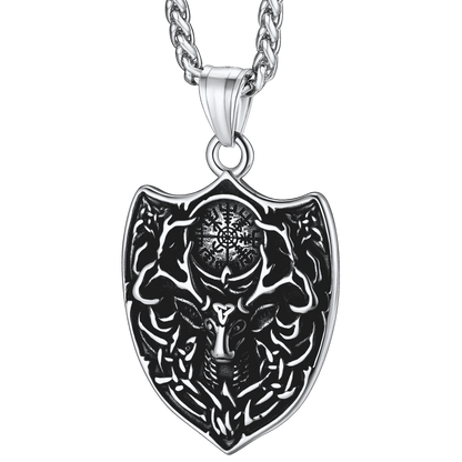 FaithHeart Norse Viking Compass Deer Necklace For Men FaithHeart
