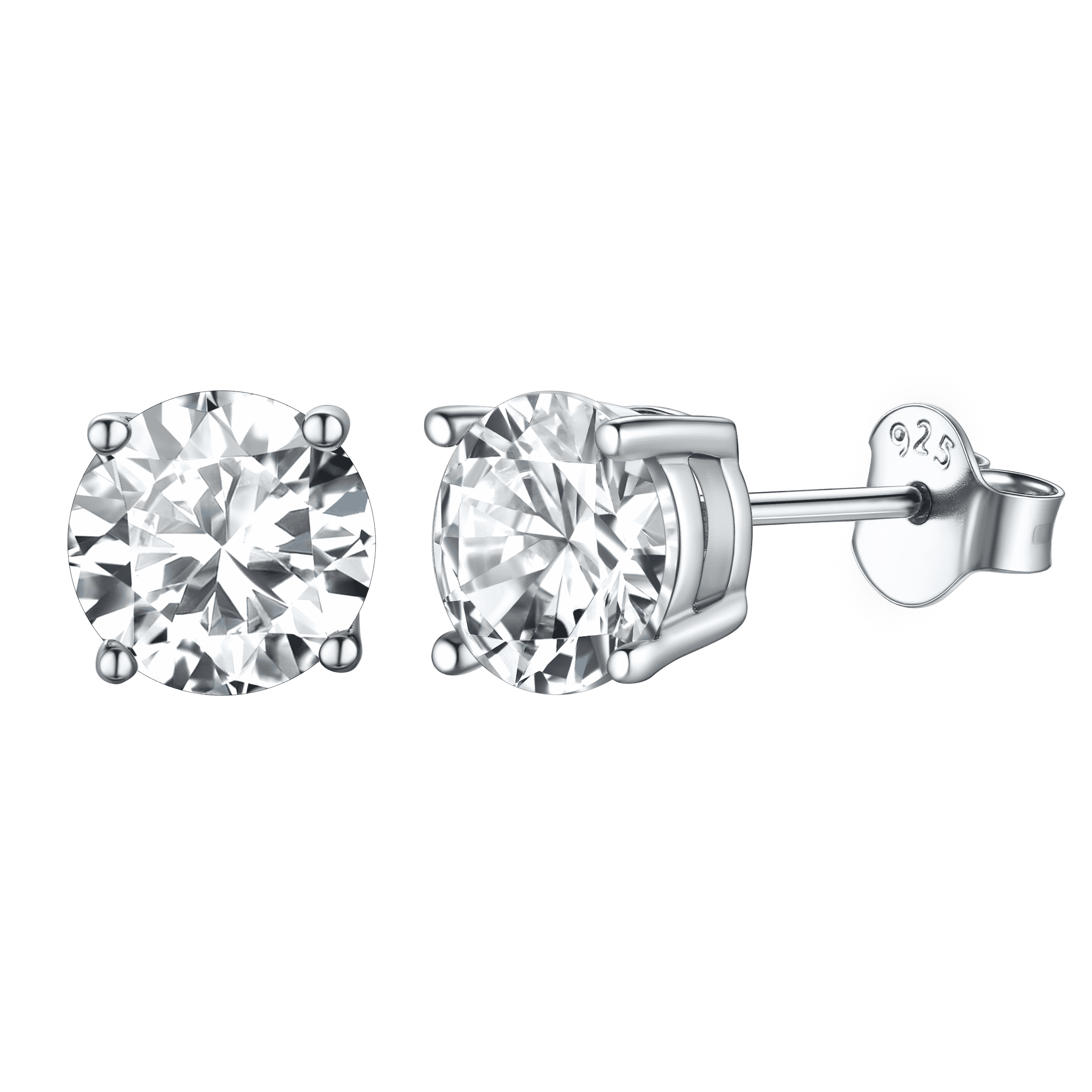 FaithHeart Sterling Silver Diamond Stud Earrings For Men FaithHeart