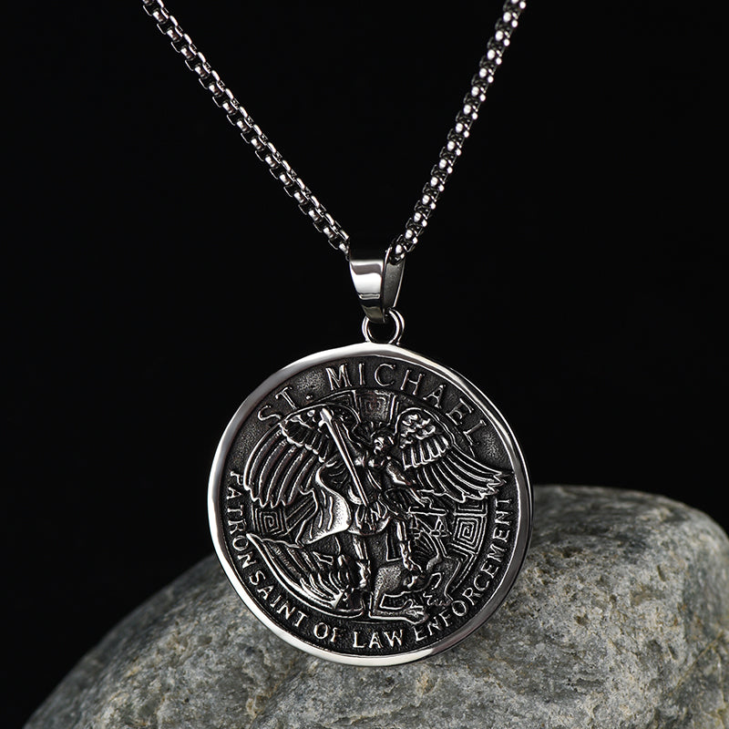 FaithHeart The Archangel St. Michael Medal Necklace For Men FaithHeart