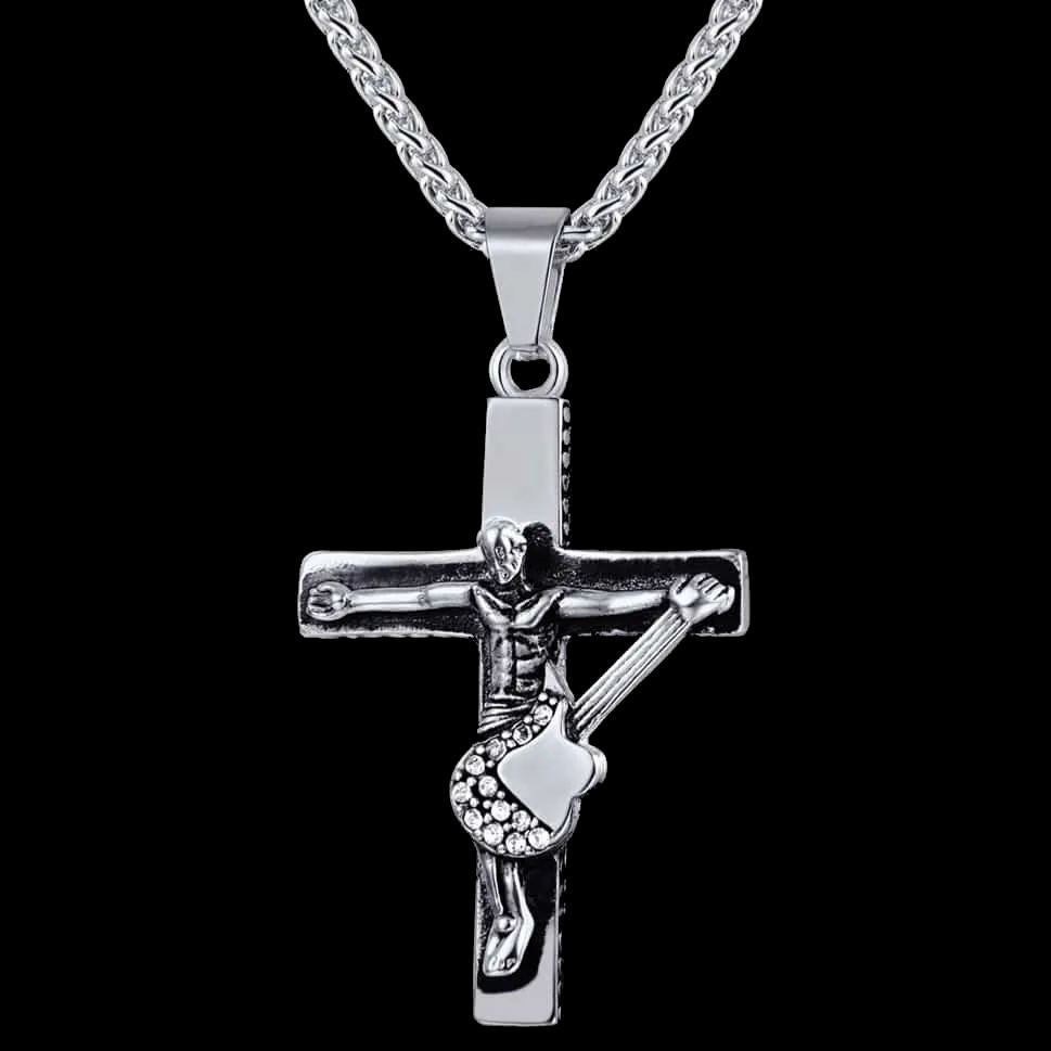 Guitar Jesus Cross Necklace Pendant