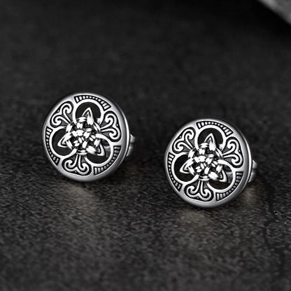 FaithHeart Round Irish Celtic Knot Stud Earrings For Men FaithHeart