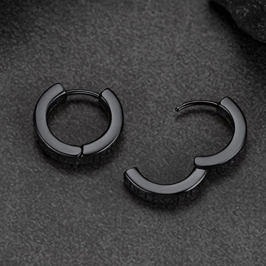 FaithHeart Norse Viking Runes Hoop Earrings For Men FaithHeart