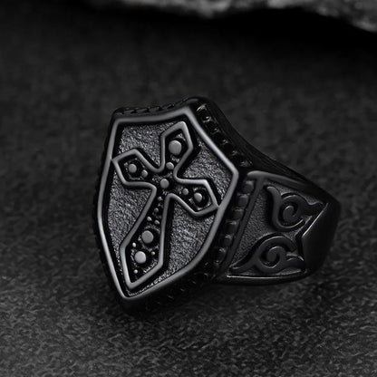 FaithHeart Shield Crusader Templar Cross Ring For Men FaithHeart
