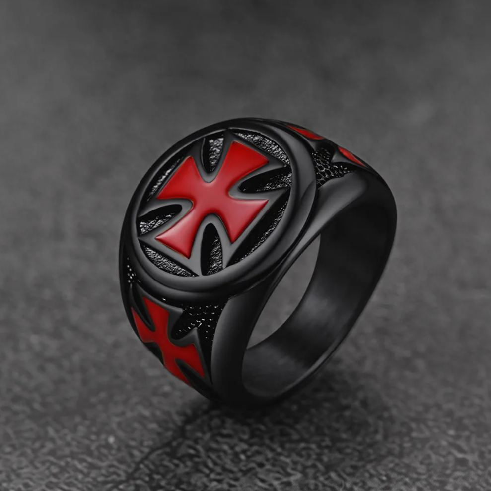 FaithHeart Christian Knights Templar Cross Ring For Men FaithHeart