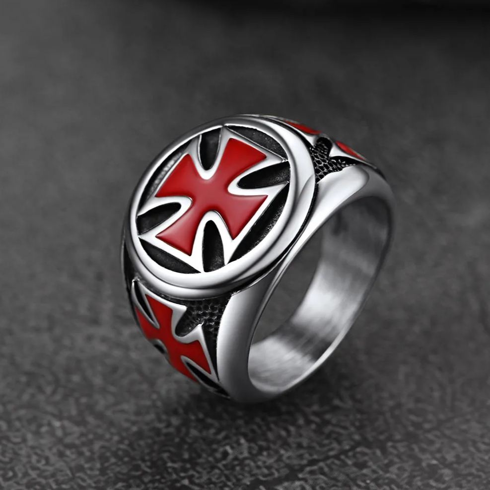 FaithHeart Christian Knights Templar Cross Ring For Men FaithHeart