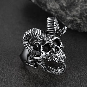 FaithHeart Satanic Baphomet Goat Skull Ring For Men FaithHeart