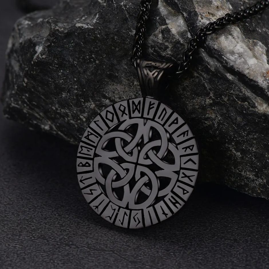 FaithHeart Norse Viking Runes Celtic Knot Necklace For Men FaithHeart