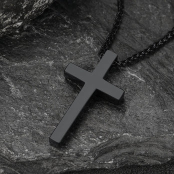 FaithHeart Stainless Steel Plain Cross Pendant Necklace for Men FaithHeart