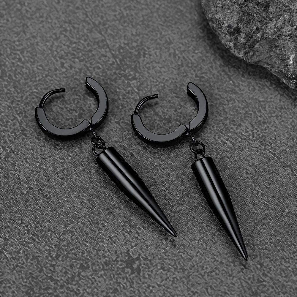 FaithHeart Punk Long Spike Drop Hoop Earrings For Men FaithHeart