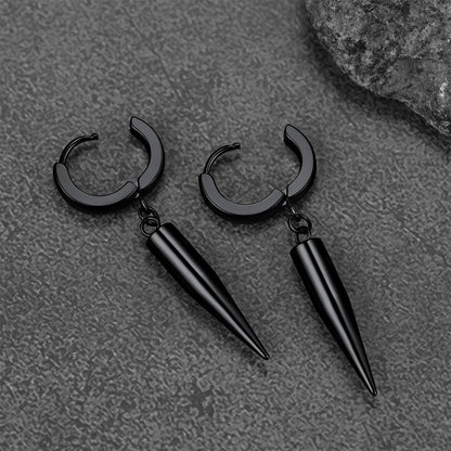 FaithHeart Punk Long Spike Drop Hoop Earrings For Men FaithHeart