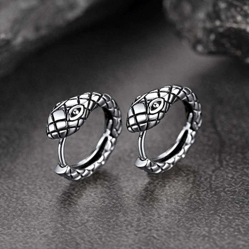 FaithHeart Snake Hoop Earrings Gothic Huggie Earrings FaithHeart